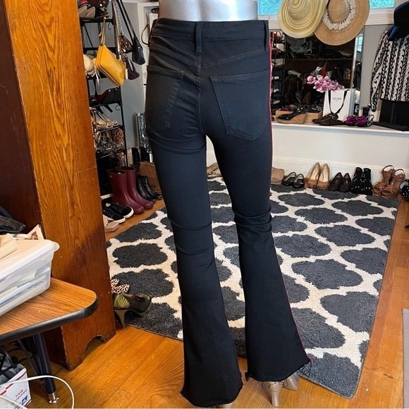 Topshop Jean Joni Flare Moto Black Denim High Waist Side Stripe Size:28 - Picture 5 of 9